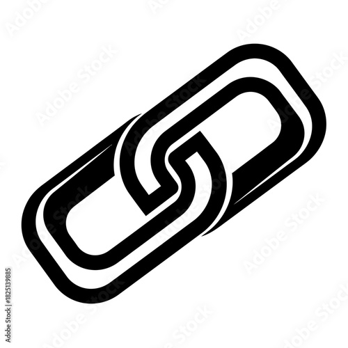 Black Glossy Link Chain Icon Symbolizing Connection, Hyperlink, SEO, Web URL, Security, Strength, and Collaboration for Digital and Business Concepts.