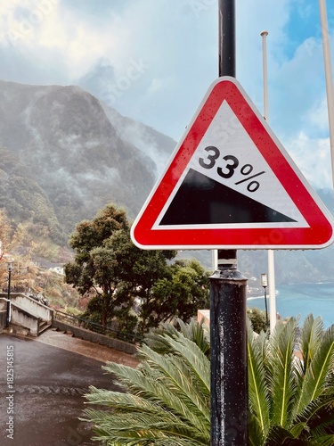 warning sign on the road 33%
