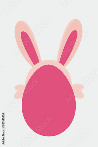 Minimalist Pink Easter Egg with Bunny Ears - Cute Vector Illustration