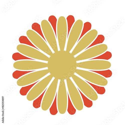 菊の家紋風　新年お正月フレーム　年賀状和風あしらいパーツアイコン	