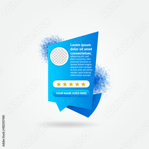 Abstract client feedback and customer review social media post template design with image or photo placeholder. dot halftone pattern as element. vertical layout background vector illustration
