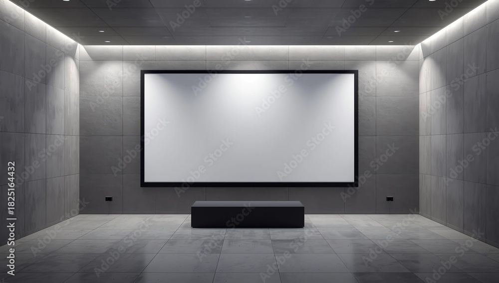 Fototapeta premium Empty education office room with big projection screen.