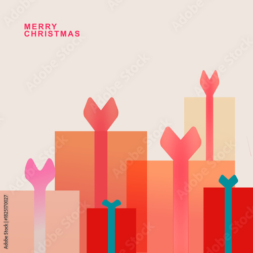 Christmas and New Year holiday card collection. Vector illustration templates for holiday greeting card, background, website and social media banner, marketing material happy birthday card with gifts