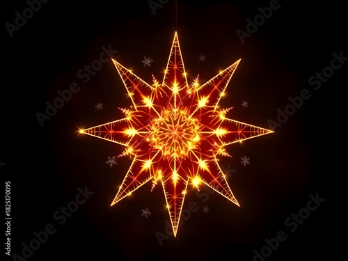 christmas, star, black, glow, shining, sparkle, glitter, luminous, bright, golden, cosmic, night, festive, holiday, elegant, abstract, design, vector, celestial, galaxy, dark, illumination, shimmer, r