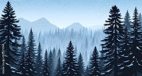 snowy,forest,cartoon,landscape,winter,background,trees,pinewoods,nature,ice,cold,frosty,sky,hills,mountain,white,snowdrift,scene,scenery,outdoor,wintertime,frozen,season,december,holiday,xmas,newyear,