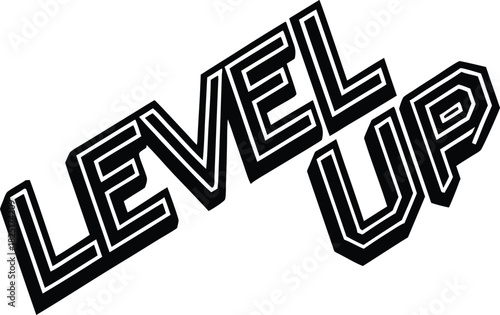 Stylized Level Up Text Isolated on White Background Illustration