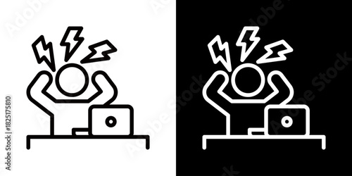 Stress  Icon Of Line Black And White Style\ 