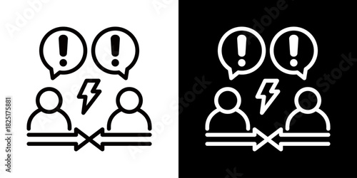 Conflict  Icon Of Line Black And White Style\ 