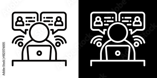 Telecommuting  Icon Of Line Black And White Style\ 