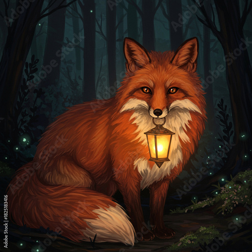 Lantern Fox Digital Painting
