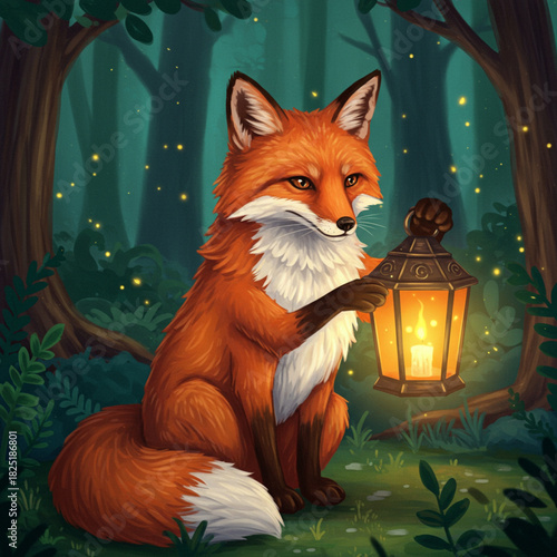Lantern Fox Digital Painting
