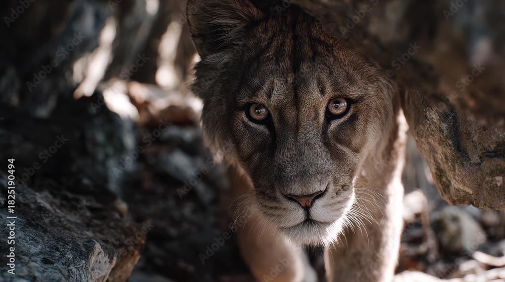 Fototapeta premium Revival of extinct species can inspire awe and wonder in nature, showcasing beauty of wildlife like this majestic lion