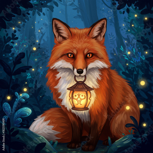Lantern Fox Digital Painting
