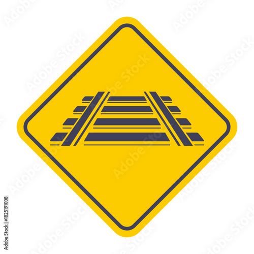 Black icon of a railroad track. Rails and sleepers. Flat illustration.