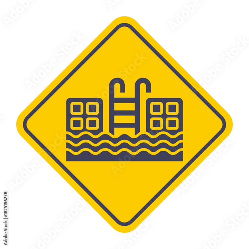 Pool icon with water and ladder. Flat illustration.