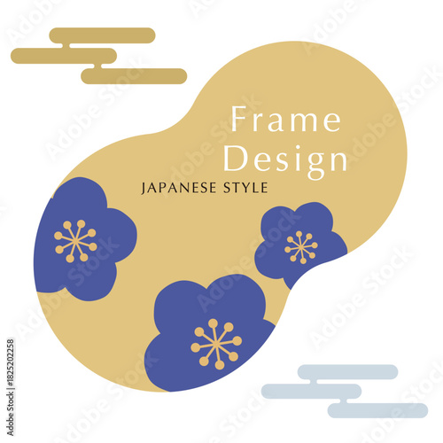新年お正月フレーム　年賀状和風あしらいパーツアイコン	