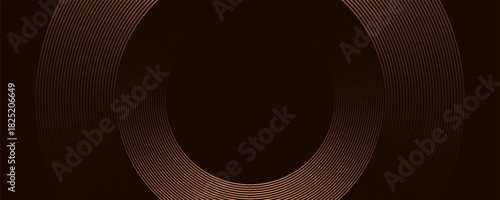 Vector 3D brown lines techno abstract background overlap layer on dark space with circles shapes effect decoration. vector