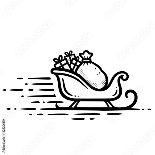 Santa's Sleigh Delivering Gifts A Festive Illustration of Christmas Cheer and Holiday Season Joy
