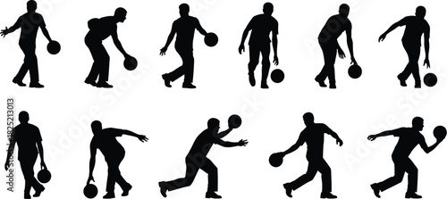 Basketball silhouette, athlete motion, dribbling pose, running action, sports training, dynamic movement, black figure, isolated player, competitive game, athletic skillBasketball silhouette 