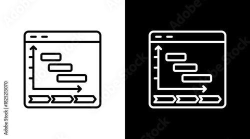 Gantt Chart With Icon Set Design