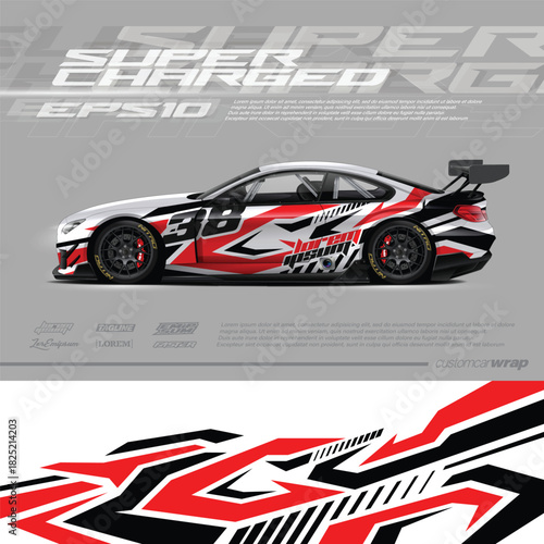 Car wrap decal design concept. Abstract grunge background for wrap vehicles, race cars, cargo vans, pickup trucks and livery.