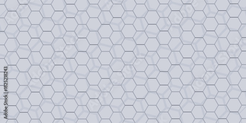 Seamless grey hexagon tile pattern. Honeycomb ceramic tiled texture for bathroom wall, kitchen floor, pool surface. Repeating mosaic grid background. Repeated light blue wallpaper. Vector backdrop