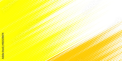 Yellow halftone corner gradient texture. Fading cartoon polka dot background. Dotted tilted gradation pattern. Fading comic pop art overlay backdrop. Vector slant frame halfton patern effect wallpaper