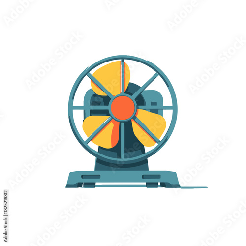 A flat vector illustration of an industrial cooling fan