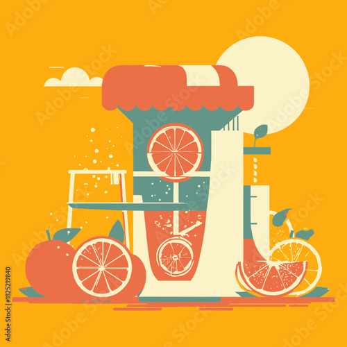 A Flat Vector Illustration of Citrus Fruit Juicer