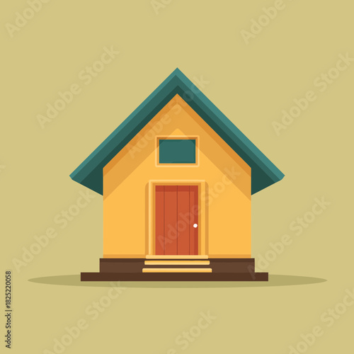 Flat vector illustration of a simple cartoon house icon