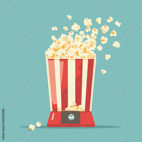 A Popcorn Machine overflowing with freshly popped kernels