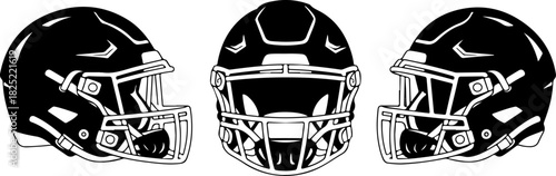 Set of 3 American football helmets vector