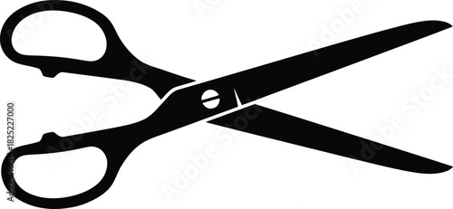 Open scissors silhouette isolated on white background for crafting and cutting