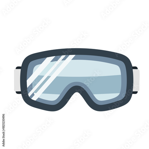 Front View of Ski Goggles with Dark Frame and White Strap Detail