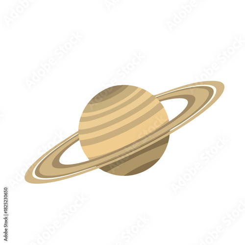 Stylized Illustration of Saturn with Distinctive Rings and Striped Surface