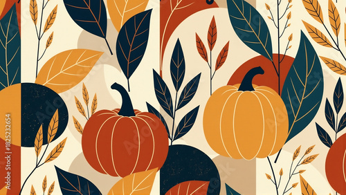 Abstract Autumn Echoes - Modern Seamless Harvest Pattern