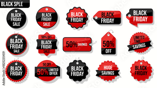 Grab Black Friday Deals Now! Eye-Catching Sale Tags for Your Marketing Campaigns and Website with Savings Up to 50% Off Limited Time Offers!