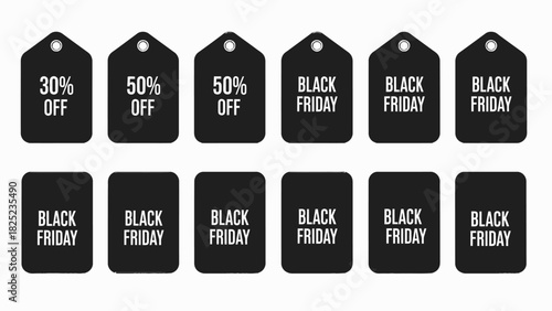 Snag amazing Black Friday deals with these eye-catching sale tags offering 30% and 50% off, perfect for enticing shoppers and boosting holiday sales!