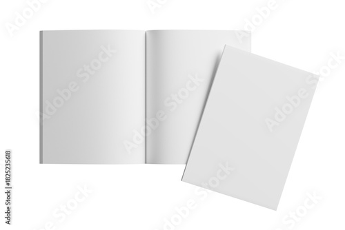 US Letter Magazine White Blank 3D Rendering Transparent Background Mockup PNG