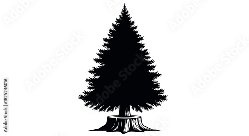 ?solid stump-based christmas tree silhouette, bold trunk, white background?_2.eps