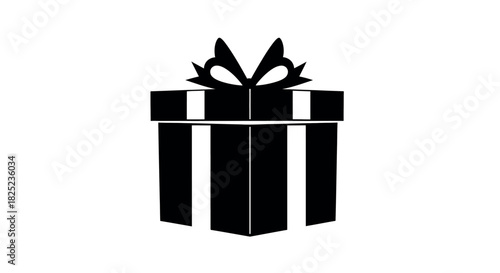 ?solid triangle-top ribbon gift box silhouette, white background?_1.eps