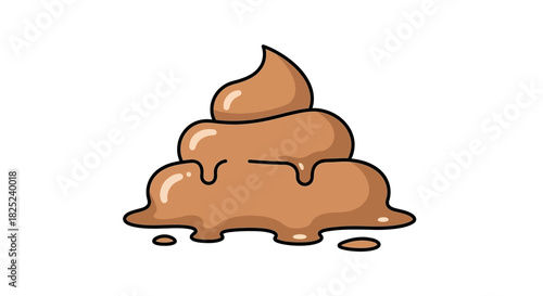 Cartoon drawing of a pile of light brown poo slightly shiny and with a black outline