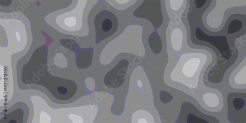 Abstract Organic Contour Map Pattern in Grayscale with Fluid Shapes and Subtle Purple and Blue Edges for Unique Backgrounds