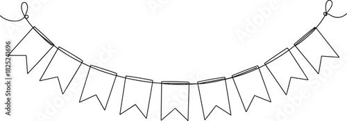 Simple Vector Illustration of a Party Banner with Flag Pendants for Celebrations and Festive Events