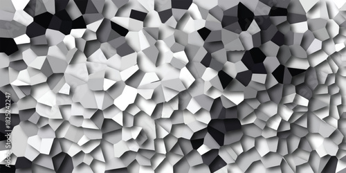 High contrast abstract geometric mosaic with sharp edged polygons in black, white, and shades of gray creating a bold, graphic background