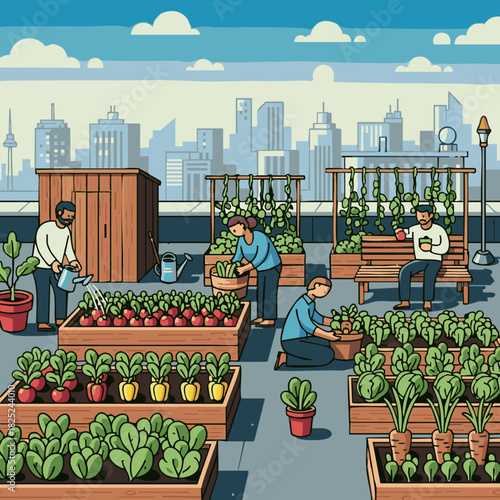 urban rooftop vegetable garden community