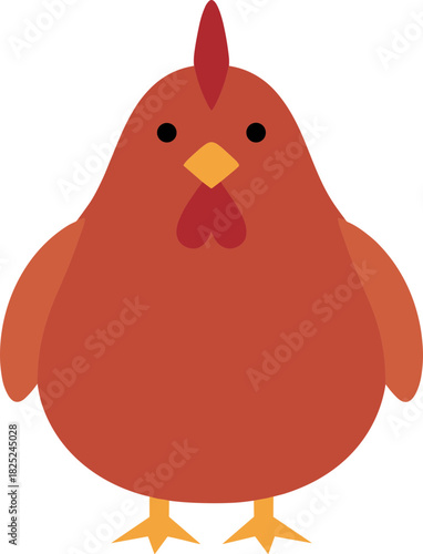 Simple Flat Graphic Brown Chicken Illustration Cute Farm Animal