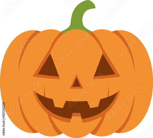 Simple Flat Jack O Lantern Face Pumpkin Halloween Illustration