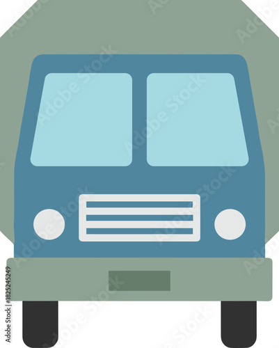 Simple Flat Illustration Delivery Lorry Truck Front View Transportation Icon