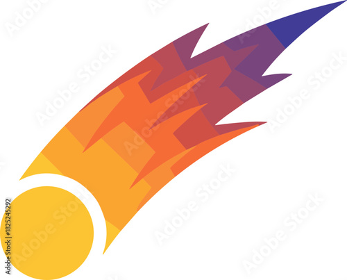 Gradient Geometric Comet Shape Icon Isolated on White Background